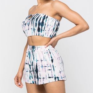 High waisted 2 piece shorts set